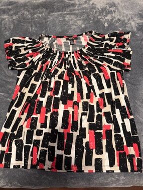 Style & Co. Black, White & Red Women’s Casual Patterned blouse